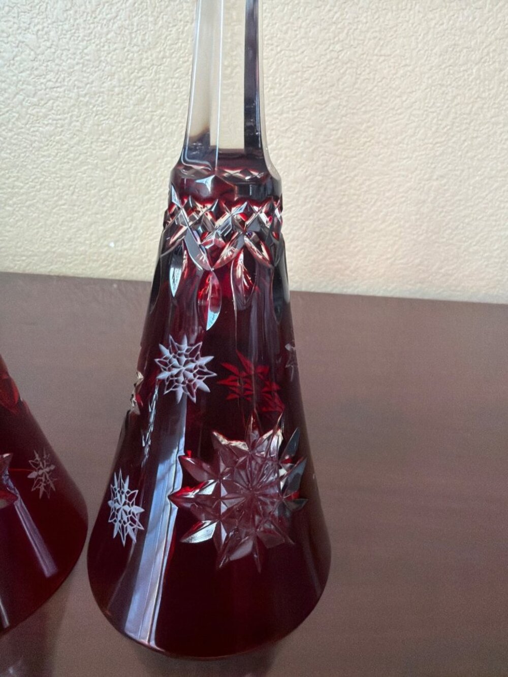 Waterford Snowflake Wishes Joy 2011 Ruby Champagne Flutes Pair Signed O'Keeffe - Picture 11 of 13